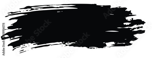 Bold black ink splash brush stroke element isolated on a clean white background for design.