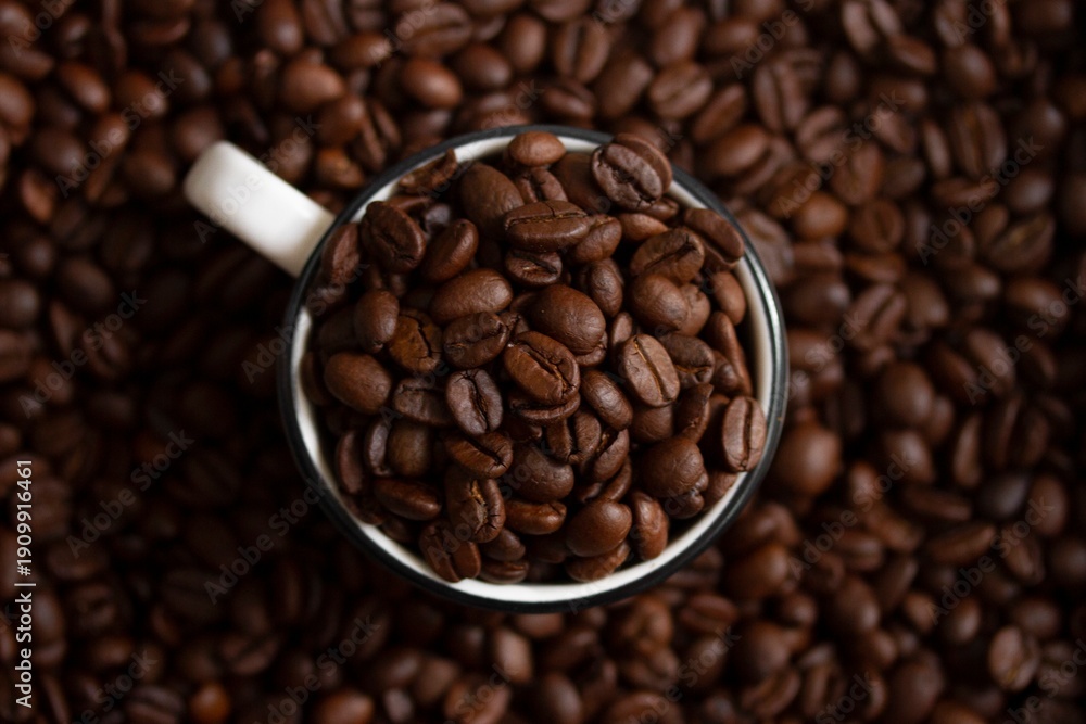 Fototapeta premium coffee beans in a cup