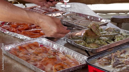 Varieties Of Marinated Meat For BBQ