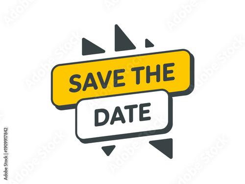 A colorful save the date icon with a modern design and geometric shapes