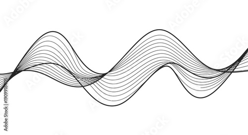 Abstract Wavy Lines Background. Modern Digital Sound Wave Pattern. Smooth Flowing Equalizer Graphic Element Illustration.