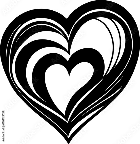 simple black graphic heart pattern, decorative element, logo, design