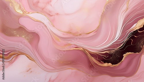 abstract dusty pink marble liquid texture with gold splashes