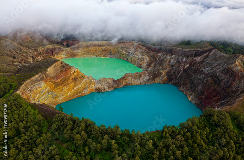 Tableau sur toile Kelimutu volcano close to Moni in Flores island in Indonesia, three volcanic cra