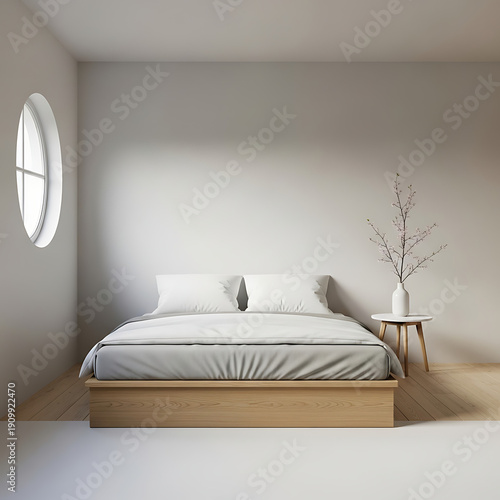 Wallpaper Mural Minimal bedroom interior with neutral bedding and soft lighting Isolated on White background Torontodigital.ca