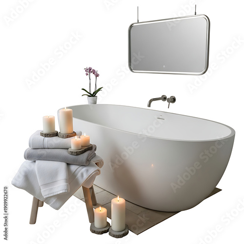 Wallpaper Mural A luxury contemporary bathroom interior featuring a clean design with a sleek bathtub, a glass shower, and elegant faucet fixtures against a modern wall and floor Torontodigital.ca