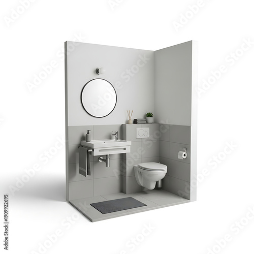 Wallpaper Mural Modern bathroom interior featuring a contemporary sink with a luxury faucet and a clean toilet bowl isolated on a white tile wall in a bright apartment restroom Torontodigital.ca