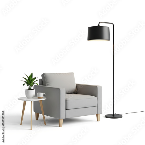 Wallpaper Mural A modern living room interior features a comfortable green armchair and table set against an empty wall in a stylishly designed home apartment Torontodigital.ca