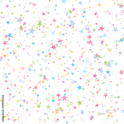Bright Color stars confetti background. Splash effect banner. Vector abstract illustration with blurred drops of rain for wallpaper, wrapping paper, backdrop, poster, decorative designs.