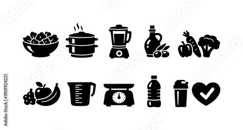 Camping, outdoor silhouette icon set. hiking, adventure symbols collection.