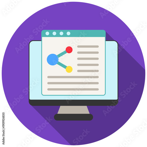 Backlink Rounded Flat Color Icon, Mini Illustration For Modern Concept, Ui, Ux Web And App Development. Related To Seo And Online Marketing.