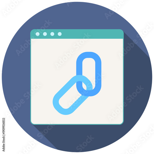 Backlink Rounded Flat Color Icon, Mini Illustration For Modern Concept, Ui, Ux Web And App Development. Related To Seo And Online Marketing.