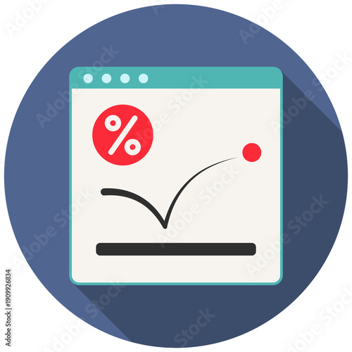 Bounce Rate Rounded Flat Color Icon, Mini Illustration For Modern Concept, Ui, Ux Web And App Development. Related To Seo And Online Marketing.
