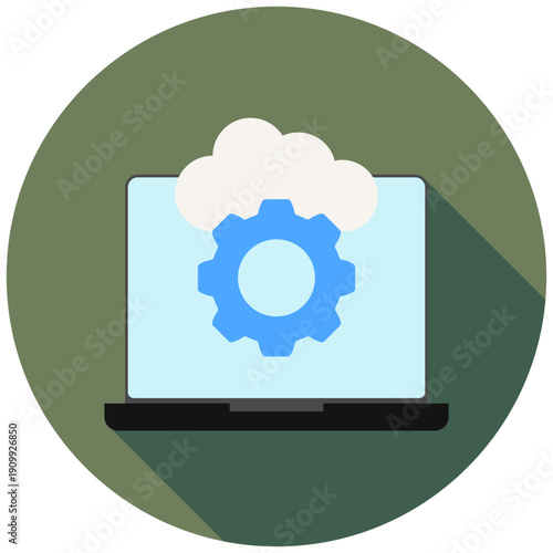 Cloud Hosting Rounded Flat Color Icon, Mini Illustration For Modern Concept, Ui, Ux Web And App Development. Related To Seo And Online Marketing.