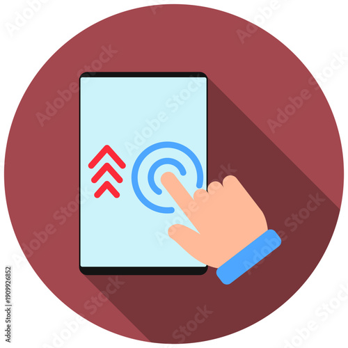 Click Action Rounded Flat Color Icon, Mini Illustration For Modern Concept, Ui, Ux Web And App Development. Related To Seo And Online Marketing.