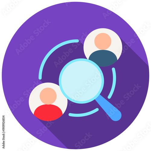 Competitor Research Rounded Flat Color Icon, Mini Illustration For Modern Concept, Ui, Ux Web And App Development. Related To Seo And Online Marketing.
