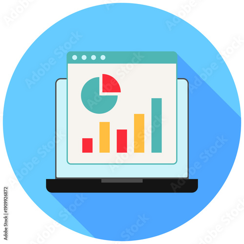 Metrics Rounded Flat Color Icon, Mini Illustration For Modern Concept, Ui, Ux Web And App Development. Related To Seo And Online Marketing.
