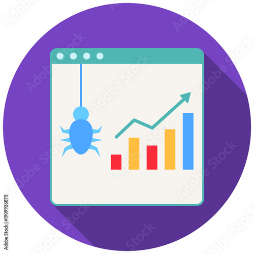 Crawl Frequency Rounded Flat Color Icon, Mini Illustration For Modern Concept, Ui, Ux Web And App Development. Related To Seo And Online Marketing.