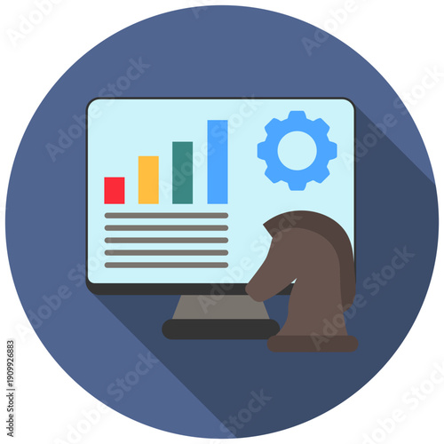 Strategy Rounded Flat Color Icon, Mini Illustration For Modern Concept, Ui, Ux Web And App Development. Related To Seo And Online Marketing.