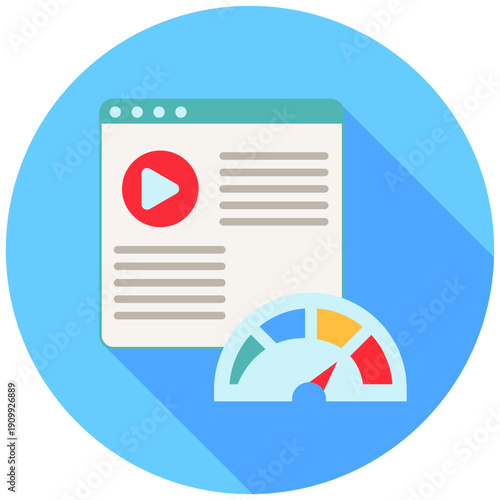 Performance Rounded Flat Color Icon, Mini Illustration For Modern Concept, Ui, Ux Web And App Development. Related To Seo And Online Marketing.