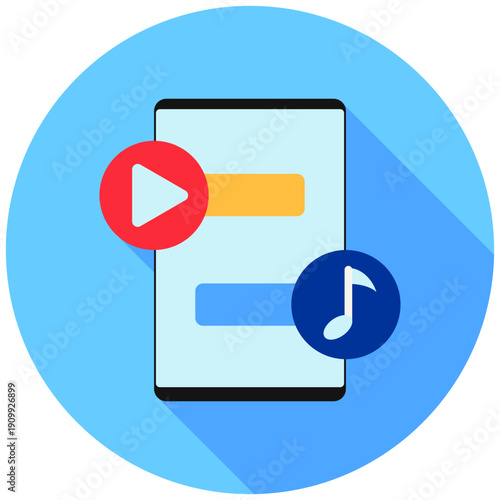 Mobile View Rounded Flat Color Icon, Mini Illustration For Modern Concept, Ui, Ux Web And App Development. Related To Seo And Online Marketing.