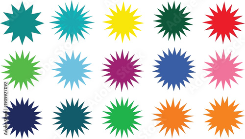 Colorful spiky starburst vector shapes collection