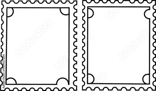 Two blank postage stamp outline templates