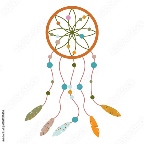 Abstract stylized decorative boho dreamcatcher. Decor for interior decoration, poster, clothing