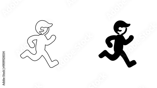 Running Delivery Boy Icon Set, Courier Fast Shipping Service Vector Symbols