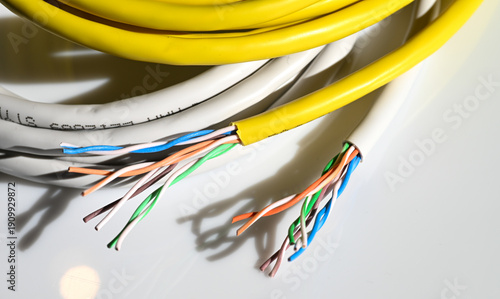 Φωτογραφία Close up of White and Yellow Wires