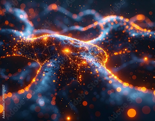 Interface IA futuriste inspirée d’un réseau neuronal organique et lumineux