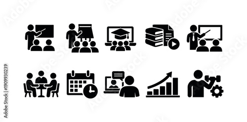 Business, finance outline icon set. corporate, money, investment icons collection