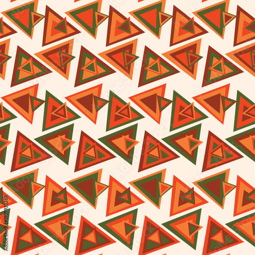 Seamless pattern with triangle decoranive art print. Polygonal rainbow mosaic background. Abstract vector illustration. Triangular graphic Simple pattern geometric design for fabric, wallpaper.