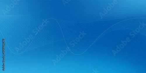 Blue minimal wavy lines and dot abstract corporate bright background. Vector digital flowing art design