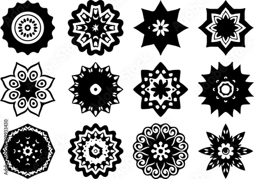 Colorful Hand-Drawn Mandala Vector Pack, Including Various Round Ornamental Designs with Floral Elements Suitable for Yoga Studio Decor and Spiritual Art