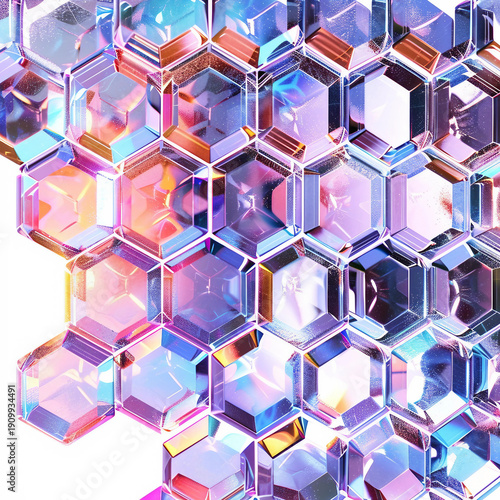 Modern Geometric Hexagon Art on White