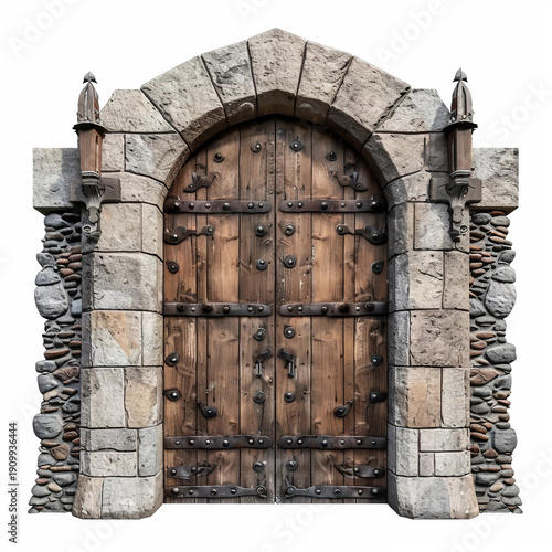 Ancient Castle Entrance with White Background