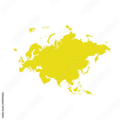 Map of Eurasia, sign silhouette. World Map Globe. Vector Illustration isolated on white background. Europe and Asia continent.