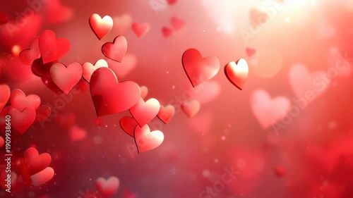 Red Hearts of Affection: A romantic depiction of numerous floating red hearts, symbolizing love and passion, perfect for conveying emotions of endearment. 
