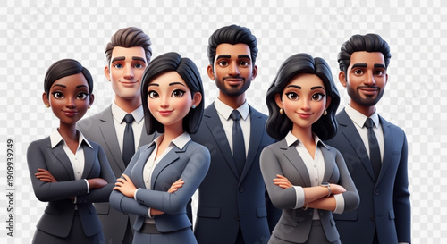 A group of diverse business professionals standing together in a vector illustration