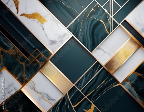 Wallpaper Mural minimalist abstract geometric background with marble and gold accents Torontodigital.ca