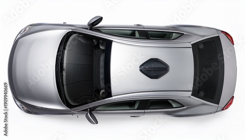 Wallpaper Mural modern silver suv car top view isolated on white background sleek silver car viewed from above Torontodigital.ca