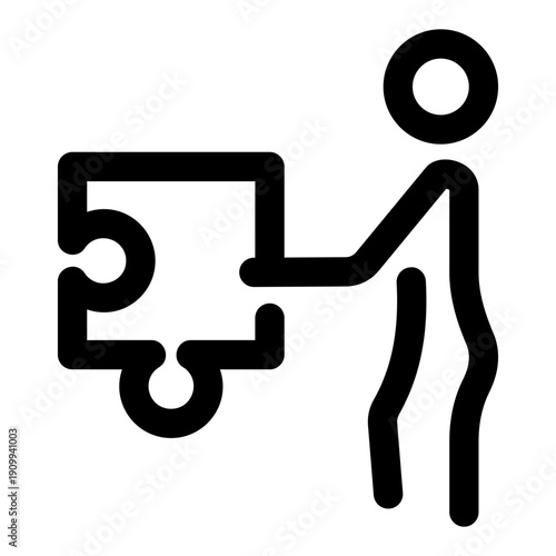 A linear icon showing problem solving 