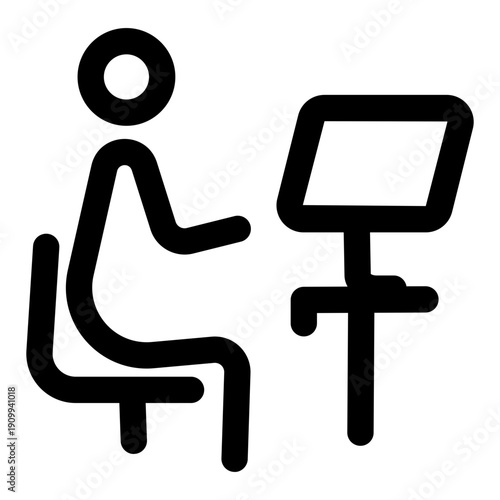 A line style icon showing a character watching tv