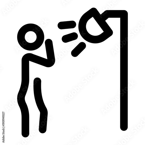 A linear icon showing a character taking shower