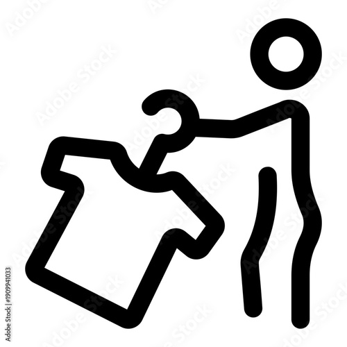 A linear icon showing a character getting ready