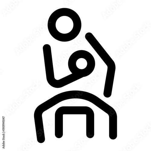 A linear icon showing a character doing bicep curl