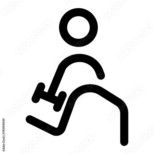 A linear icon showing a character doing kettlebell swing