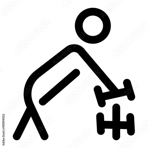 A line style icon showing a character using dumbbell rack