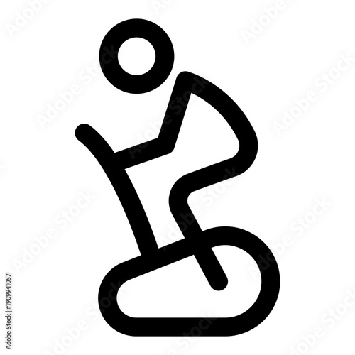 A linear icon showing a character doing cycling